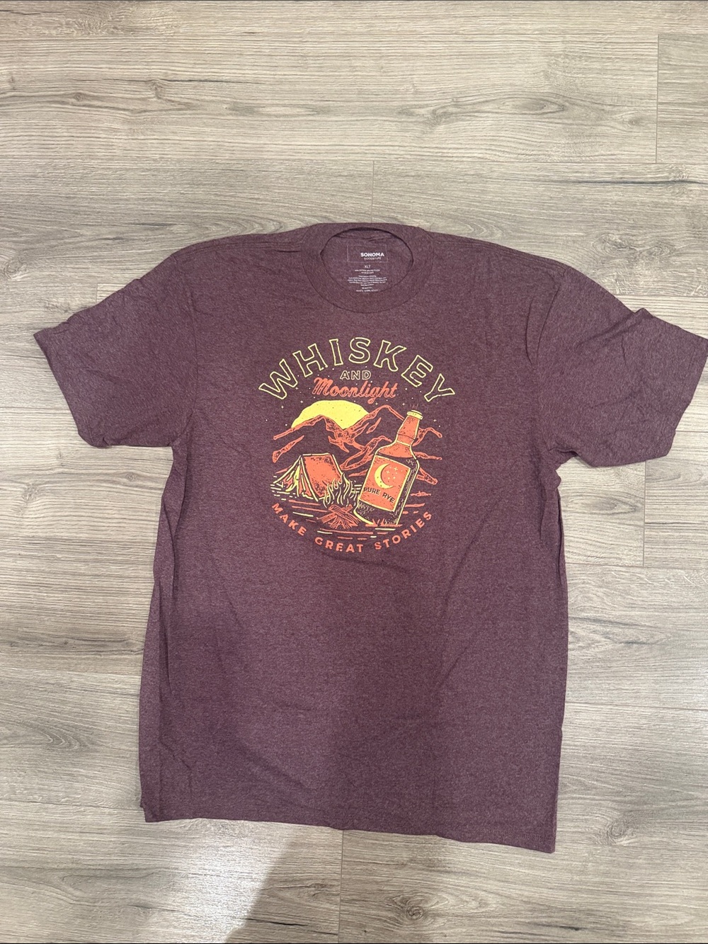 Sonoma Whisky And Moonlight Make Great Stories Tee Men’s Size Extra Large Tall
